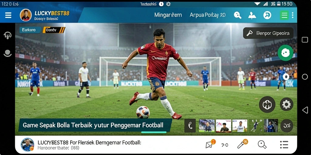 Tangkapan layar gameplay <strong>LUCKYBEST88</strong> menampilkan aksi seru dalam pertandingan sepak bola.
