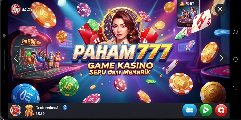 Screenshot utama PAHAM777 menampilkan gameplay Kasino yang mendebarkan.