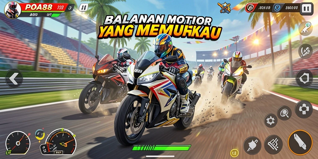 Screenshot utama POA88 menampilkan momen balapan yang mendebarkan.