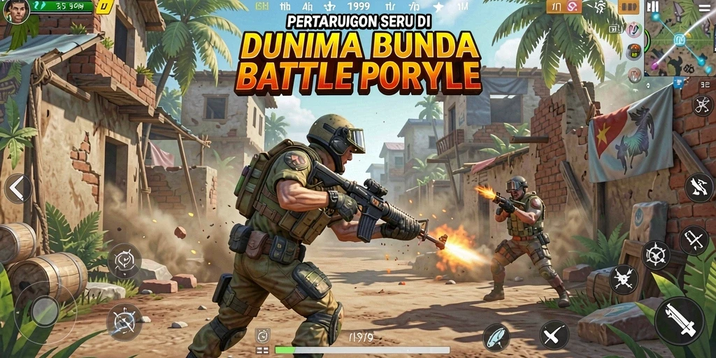 Screenshot gameplay RR999 yang menampilkan pertempuran seru di arena.