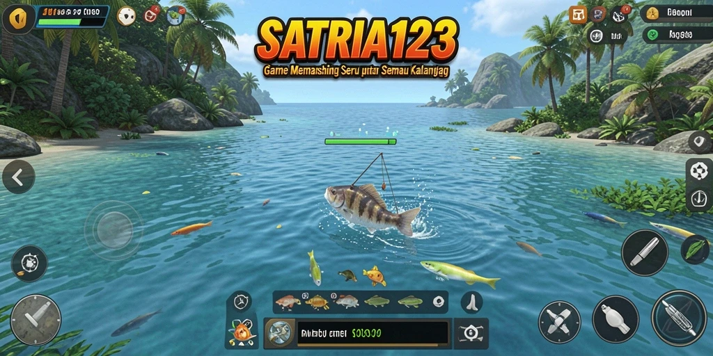 Tampilan gameplay SATRIA123 yang seru saat memancing.