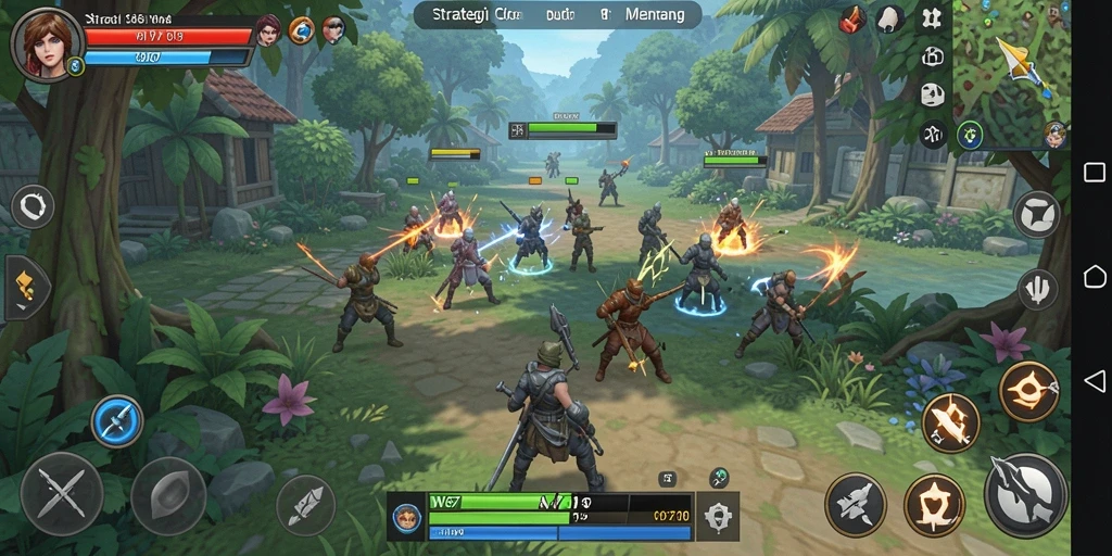 Screenshot W67 menampilkan aksi strategi yang mendebarkan saat pertempuran.